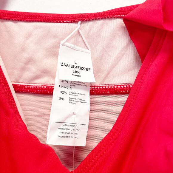 Cupshe Women's Tummy Control Ruffled V-neck One Piece Swimsuit Red Size Large - Picture 6 of 7